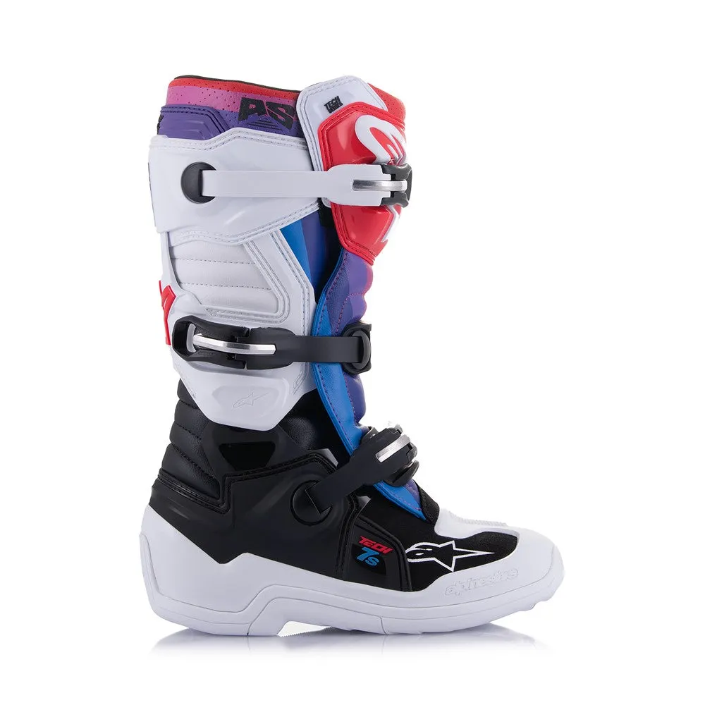 Tech-7S Youth MX Boots White/Black/Rainbow 2