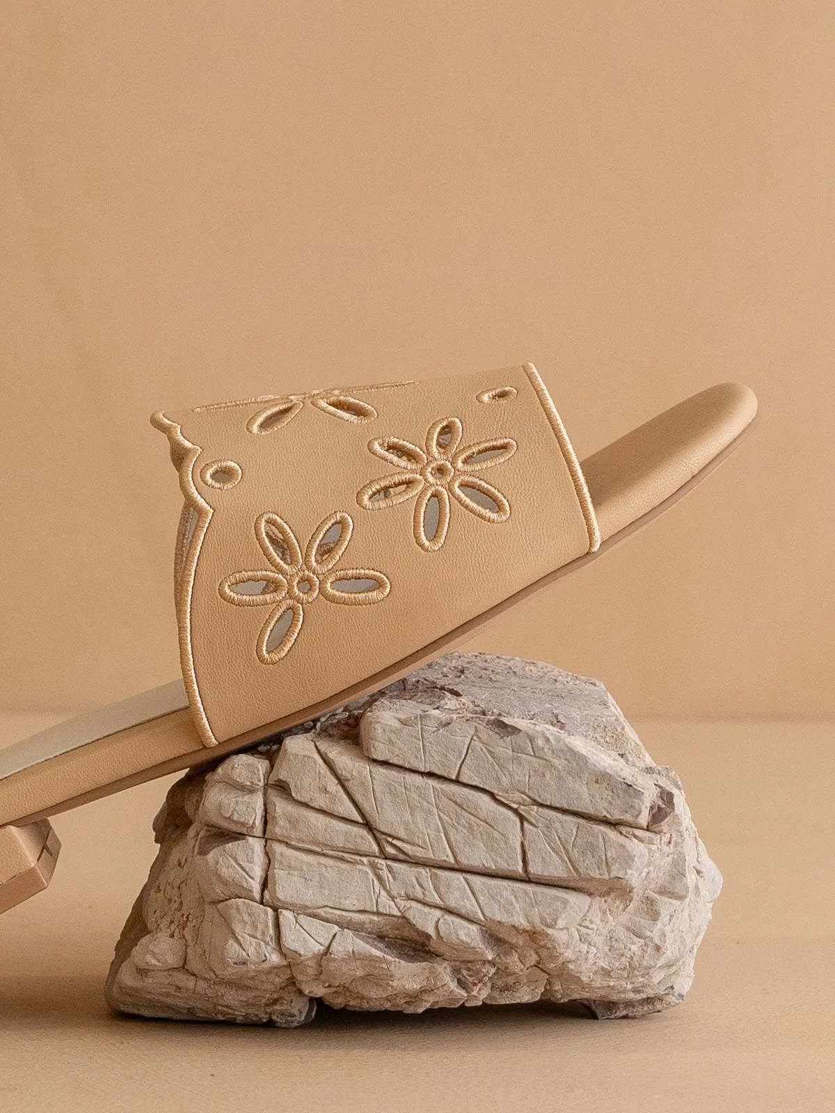 The Manila | Apricot Flower Cutout Sandals
