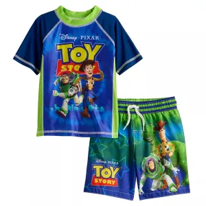 Toy Story Toddler Swimsuit Boys Rash Guard and Swim Trunks Set Two Piece