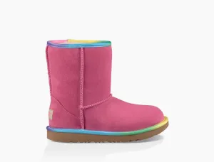 UGG Girls' Classic Short II Rainbow Pull-Up Boots Little Kid | Pink Azalea