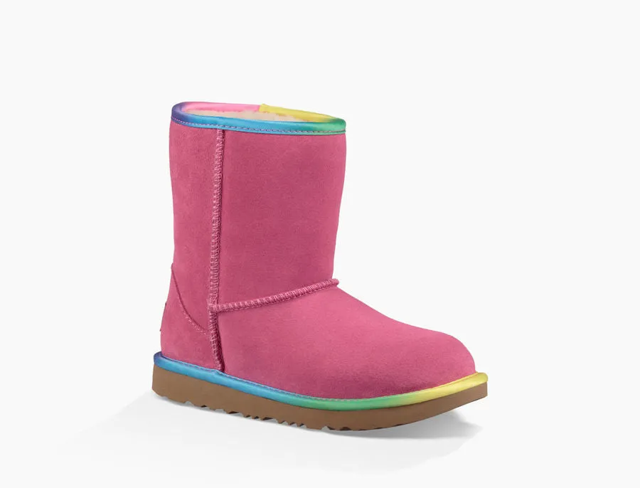 UGG Girls' Classic Short II Rainbow Pull-Up Boots Little Kid | Pink Azalea