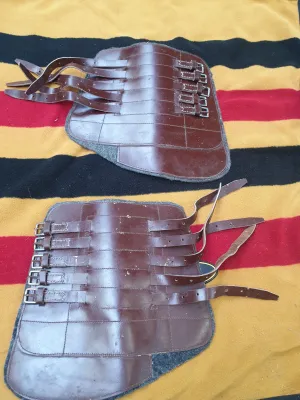 Used full size brown leather tendon boots FREE POSTAGE☆
