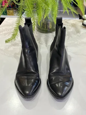 Vince Leather Elastic Side Pull On Bootie