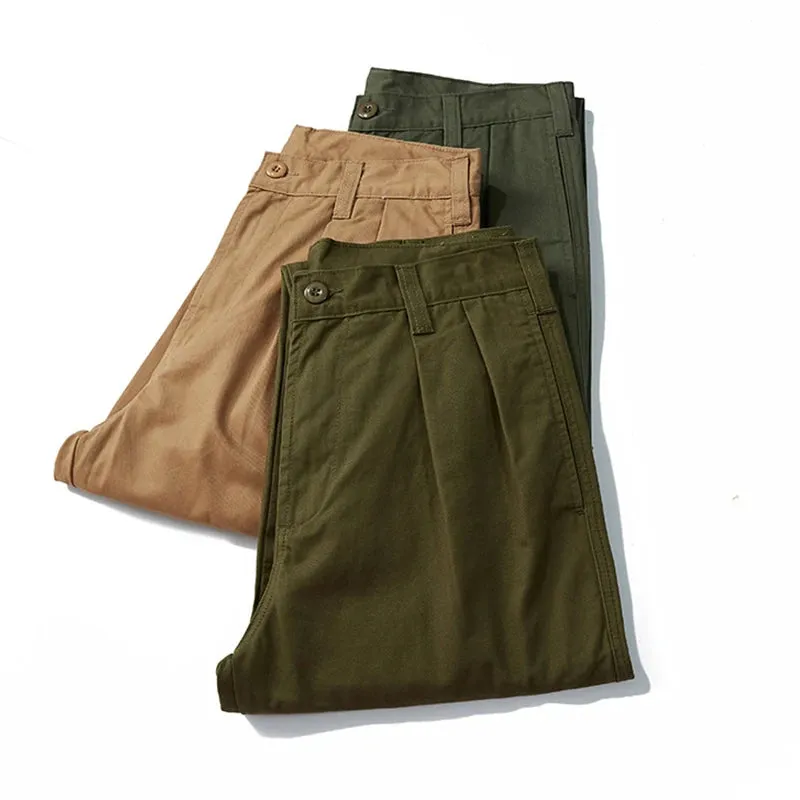 Vintage Ankle-Length Pants - Men's Basic Multi-Pocket Slim Fit Sling Cropped Pants for Spring Autumn Workwear Casual Style