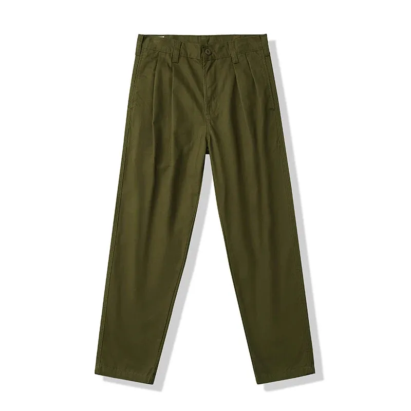 Vintage Ankle-Length Pants - Men's Basic Multi-Pocket Slim Fit Sling Cropped Pants for Spring Autumn Workwear Casual Style