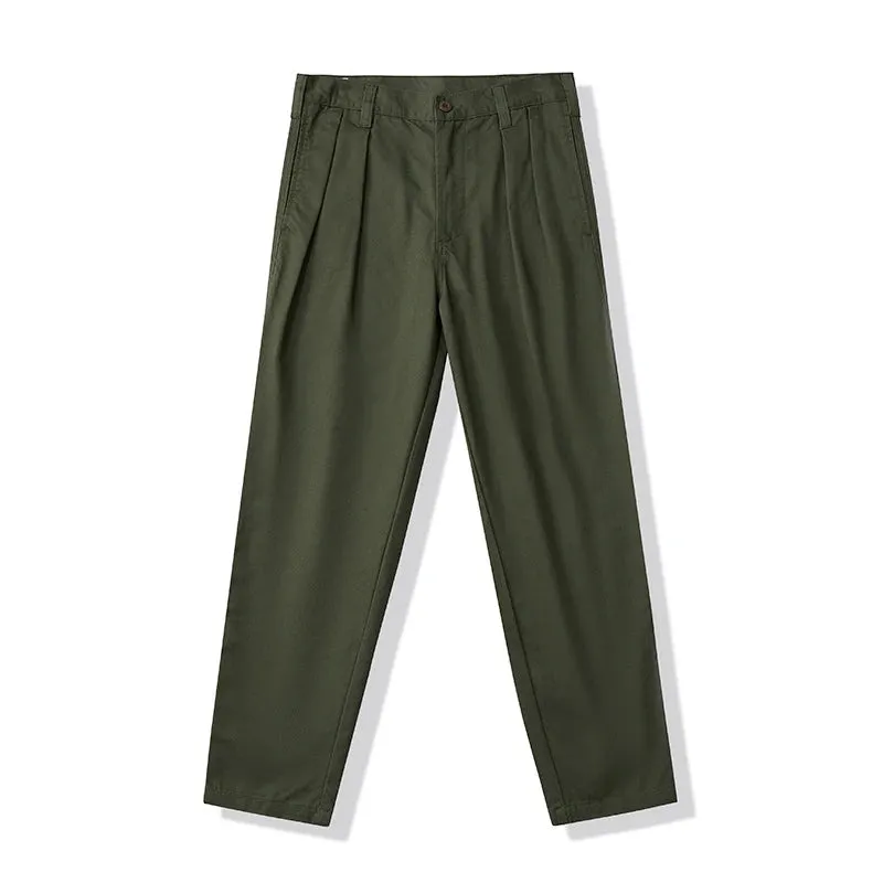 Vintage Ankle-Length Pants - Men's Basic Multi-Pocket Slim Fit Sling Cropped Pants for Spring Autumn Workwear Casual Style