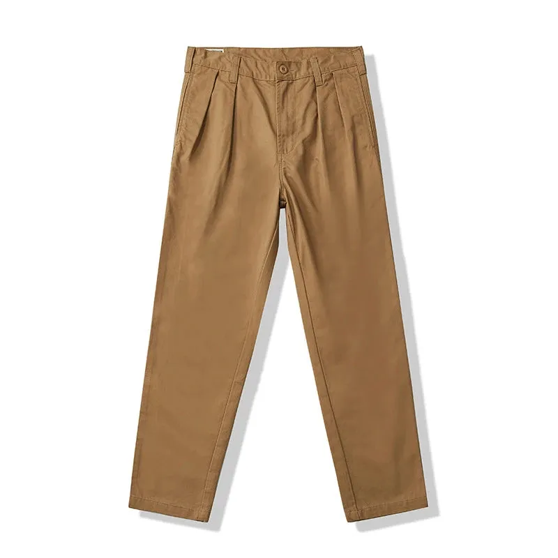 Vintage Ankle-Length Pants - Men's Basic Multi-Pocket Slim Fit Sling Cropped Pants for Spring Autumn Workwear Casual Style