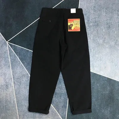 Washed Old 100% Cotton Woven Tapered Cargo Pants - Men's Fashion Casual Loose Straight Trousers for City Life