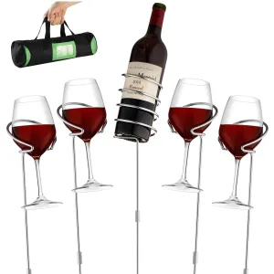 Wine Bottle & Cup Standing Holder Rack