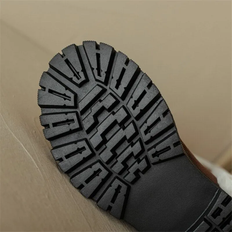 Winter Wool Women Long Boots Soft Leather Shoes
