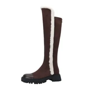 Winter Wool Women Long Boots Soft Leather Shoes