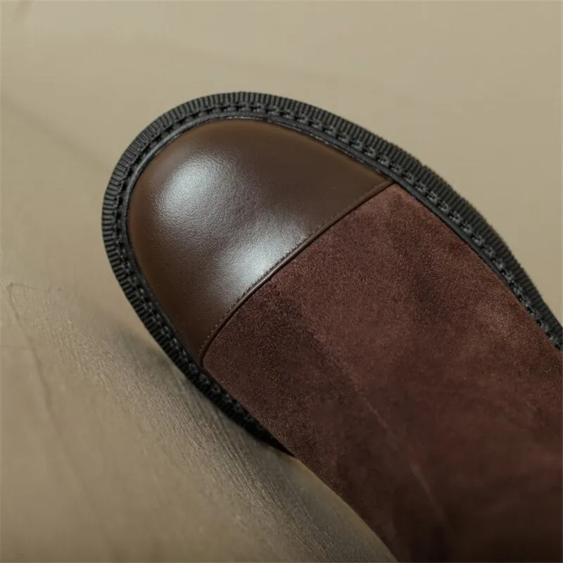 Winter Wool Women Long Boots Soft Leather Shoes