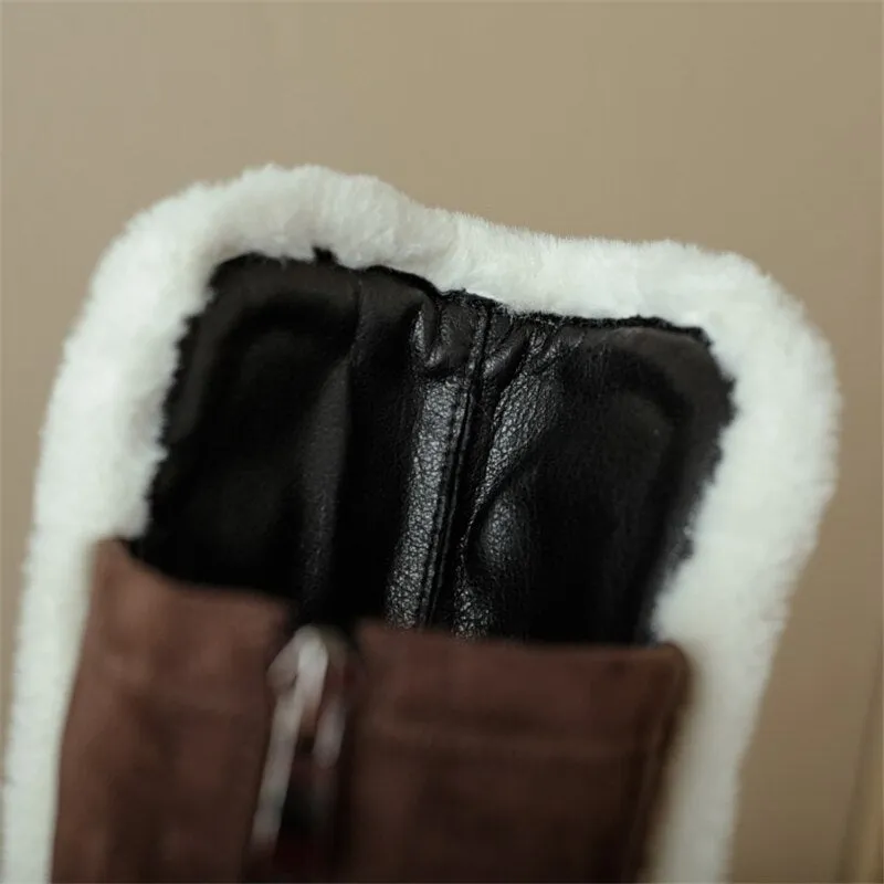 Winter Wool Women Long Boots Soft Leather Shoes