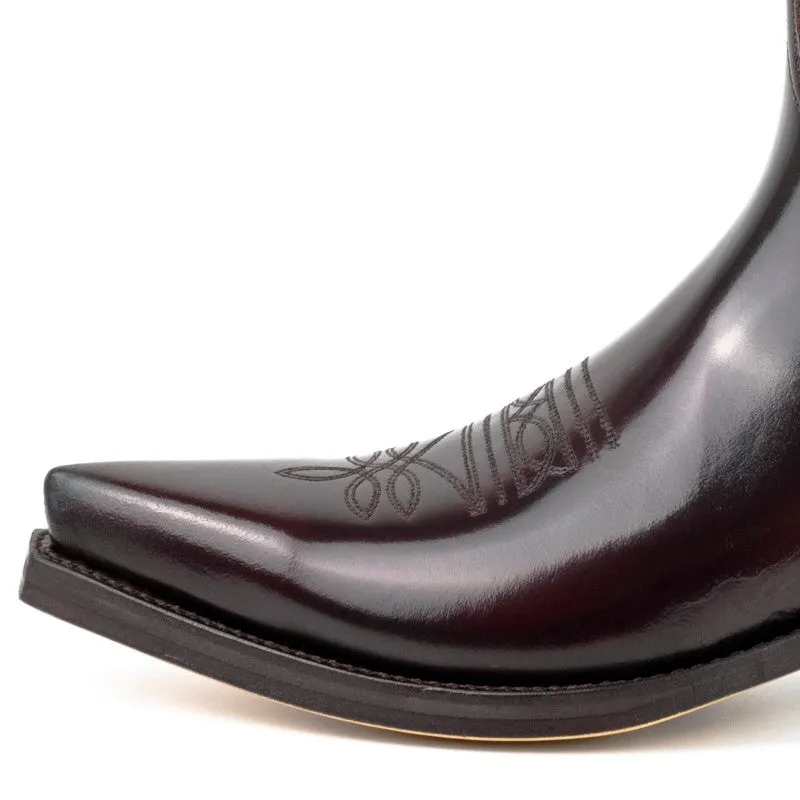 Women's and Men's Cowboy Boots Handcrafted Dark Red Leather Shiny 1920s Texan