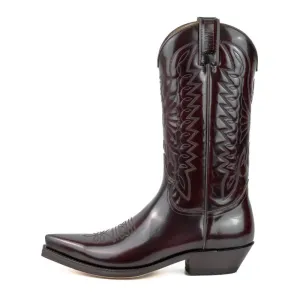 Women's and Men's Cowboy Boots Handcrafted Dark Red Leather Shiny 1920s Texan