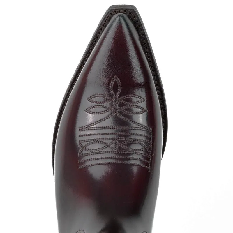 Women's and Men's Cowboy Boots Handcrafted Dark Red Leather Shiny 1920s Texan