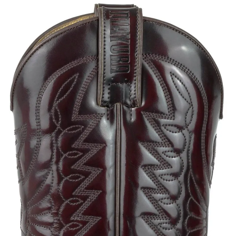 Women's and Men's Cowboy Boots Handcrafted Dark Red Leather Shiny 1920s Texan