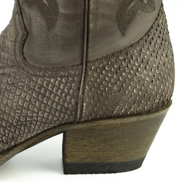Women's Cowboy Country Western Boots Handmade Washed Brown Leather 2524 