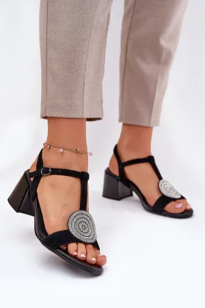 Women's natural leather heel sandals